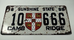 American USA License Plate Replica Sunshine State Cambridge 1099 Sign Free P+P - Picture 1 of 8