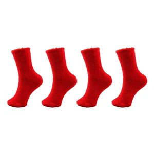 Calcetines difusos cálidos súper acogedores para mujer - calcetines esponjosos de felpa de colores - 4 pares de valor - Imagen 1 de 5
