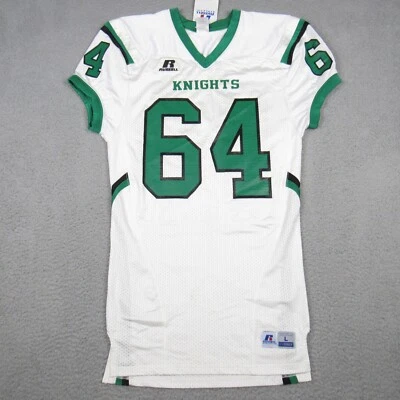 Camiseta deportiva de fútbol Russell Athletic para hombre talla L Knights #64 blanca NUEVA Foto 1 de 4