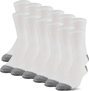 Men'S Polyester Half Cushion Mid-Crew Socks, 12-Pack - Picture 1 of 12