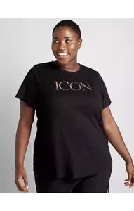 Lane Bryant ICON Metallic Graphic Tee Black Plus Size 3x Rockabilly Trendy Look - Bild 1 von 2
