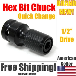 1/4" Hex Bit Quick Release to 1/2" Square Drive Adapter Chuck Converter Female - Picture 1 of 5