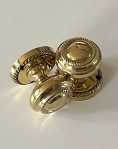Reclaimed Georgian Style Pair Round Brass Rope Edge Beaded Door Knobs (DK308) - Picture 1 of 6