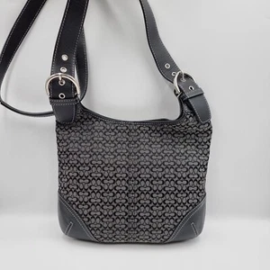 Coach Black Signature Slim Canvas Crossbody Shoulder Bag Purse Authentic 6386 - Picture 1 of 11
