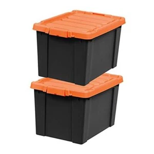 USA 20 Gallon Lockable Storage Bins with Lids, 2 Pack - Made in USA, Heavy - Picture 1 of 7