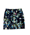 J. Jill NEW L Navy Blue Floral Ponte Knit Pull On Pencil Skirt