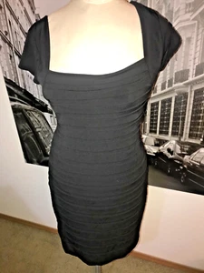 ANN TAYLOR BLACK SEXY SCALED CAP SLEEVE BODY CON DRESS SIZE 18M - Picture 1 of 2