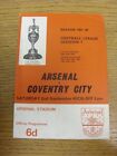 02/09/1967 Arsenal v Coventry City  (slight marking to covers). Thanks for viewi