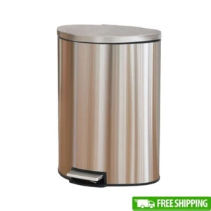 Stainless Steel Step Trash Can Soft Close Kitchen Waste Bin Indoor Semi Round - Picture 1 of 9
