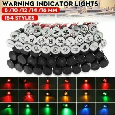 8/10/12/14/16mm Auto LED Dashboard Warn Blinker Pilot Lampe Van Indicatore Lamp - Immagine 1 di 4