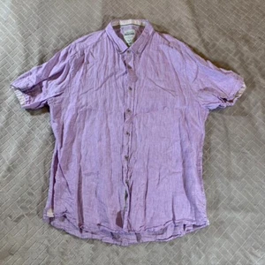 Report Collection Heritage XXL Casual Button Up Shirt Purple Linen Short Sleeve - Picture 1 of 5