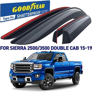 Rain Guards Vent Visors Shade for 2015-2019 GMC Sierra Double Cab - Picture 1 of 8