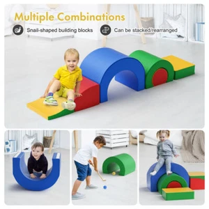 Kids 5-Piece Climb and Crawl Activity Play Set Safe Foam Blocks Soft Climber - Picture 1 of 12