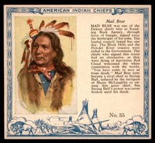 1954 T129 Red Man American Indian Chiefs #35 Mad Bear EX