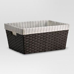 Large Lined Basket Dark Brown Weave 8"x12" - Threshold