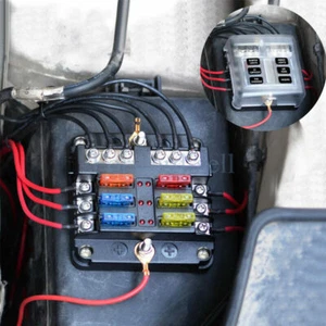6 Way Car Boot RV Power Distribution 12-24V Blade Fuse Holder Box Block Panel - Picture 1 of 9