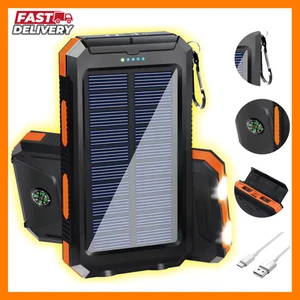 20000mAh Solar Power Bank 2USB Fast Charging Portable External Battery LED Light - Picture 1 of 17