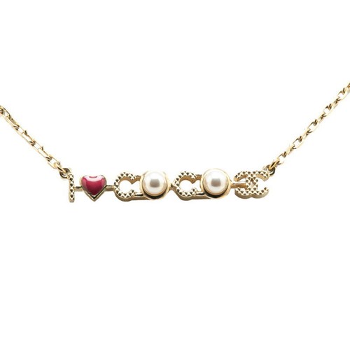 Collana Chanel I LOVE COCO Coco Mark placcata oro perle finte donna... GZl18xis
