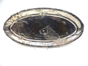 Vorlegeplatte versilbert für Fisch Karpfen Koi Jugendstil Ø 50 cm - Bild 1 von 8