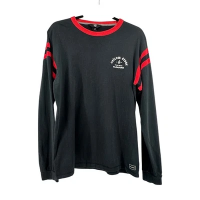 Volcom Stone Long Sleeve Shirt Black Red Striped Sleeve Men M Streetwear Skater - Image 1 of 4
