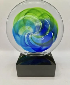 Vintage Murano Glass Circle of Life Art Mounted Blue Green - Picture 1 of 9