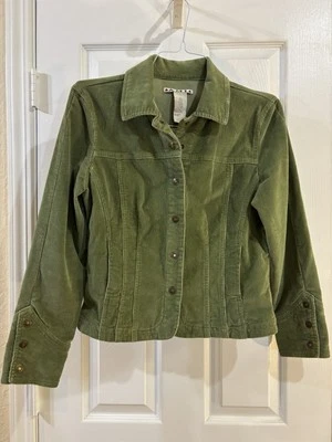 Chaqueta AMI Pana Botón Mujer Pequeña Verde Vintage Boho Y2K Foto 1 de 4