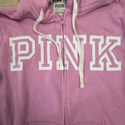 PINK By VICTORIA SECRET Sudadera con Capucha Frontal Cremallera Gris Logo Bolsillos Talla XS  Foto 1 de 4