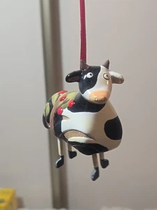 Ceramic Cow Christmas Ornament With Dangly Legs - Picture 1 of 7