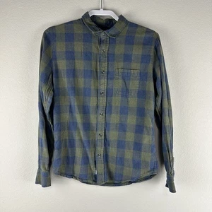 Camicia uomo Marine Layer verde blu a quadri in flanella con bottoni manica lunga media - Foto 1 di 5