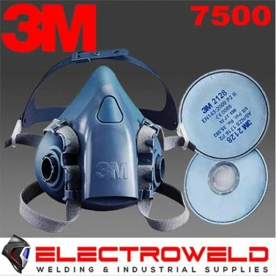 3M Respirator + 2128 P2 Filters - Reusable Half Face Welding Paint Gas Dust 7500 - image 1 of 4
