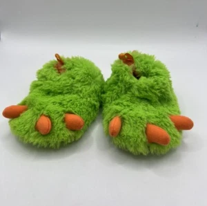Dinosaur Monster Dragon Claw SLIPPERS Toddler Size 2 Wonder Nation Green Orange - Picture 1 of 11
