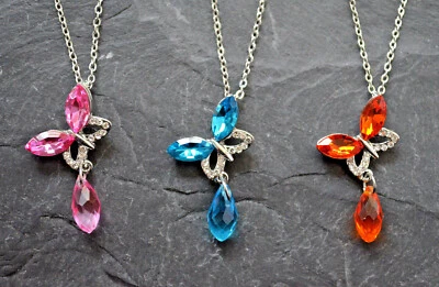 Trachtenschmuck Trachtenkette Halskette Schmetterling 3 Farben Geschenk Neu - Bild 1 von 2