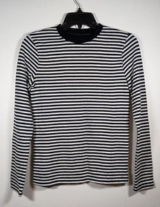 NWT TREASURE & BOND Cotton Black White Striped Slim Girls Sweater Size Medium - Picture 1 of 6