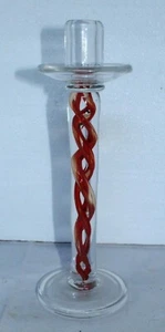 large funky cased barlet twist art studio glass candlescone probably italian - Picture 1 of 4
