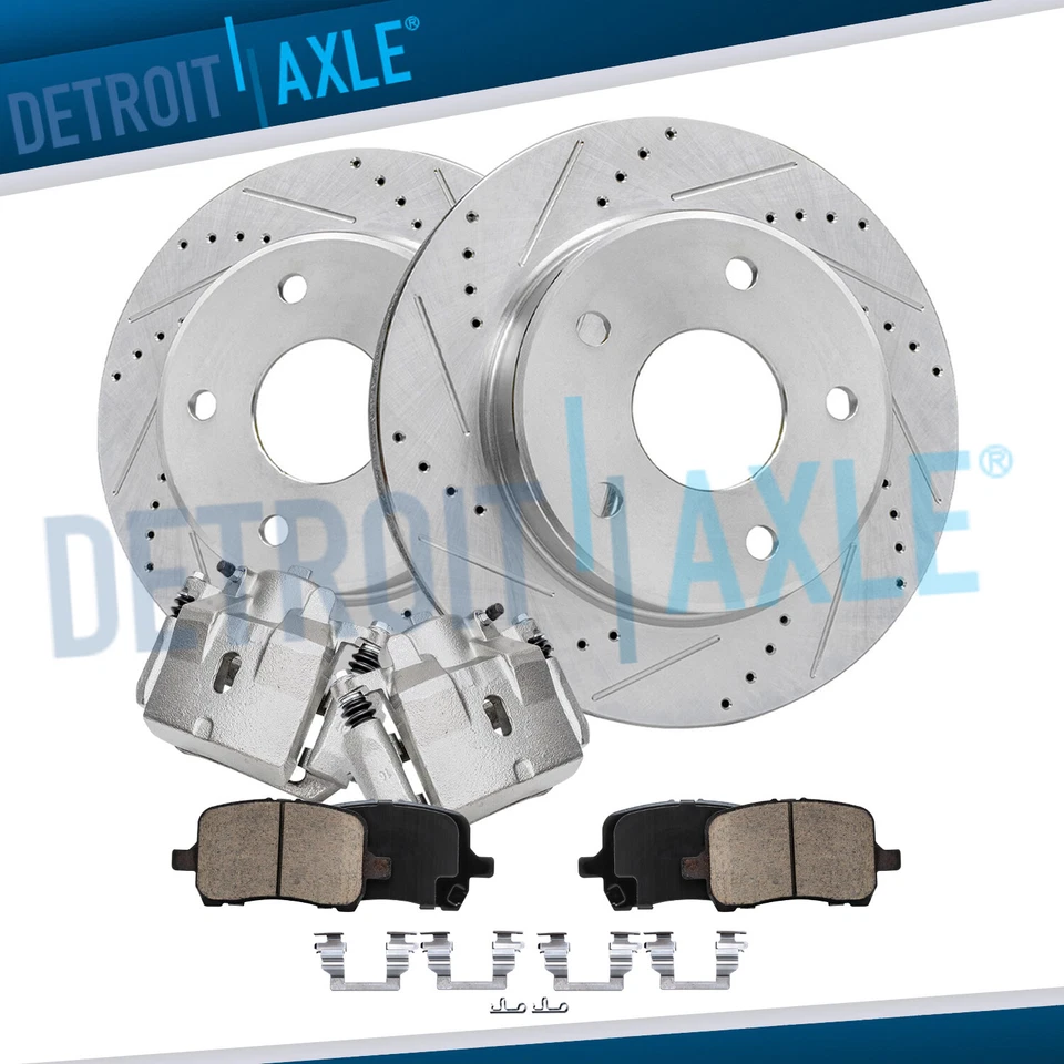 Front Drilled Rotors Brake Calipers Brake Pads for Pontiac G6 Chevy Malibu Aura — 第 1/4 张图片