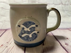 Otagiri Original Stoneware Coffee Mug Seagull Blue White Brown Handle Made Japan - Picture 1 of 12
