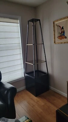 alto 3 niveles abierto centro medio moderno Etagere con negro claro y cristal  Foto 1 de 4