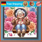 D1# 5D Diy Partial Special Shaped Drill Diamond Painting Old Lady Swing Kit 30X3