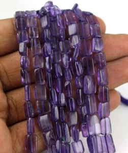 8" Long Natural Blue Amethyst Rectangle 4x6-8x10 MM Making Jewelry Gemstone - Picture 1 of 5