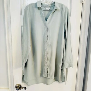 J. Jill Sz S Blouse Sage Green Relaxed Button-Down Tunic Minimalist Chic - Picture 1 of 7
