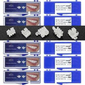 Kit de 10 soportes de ortodoncia de cerámica Mini MBT 022 brackets transparentes base ranura gancho 345 - Imagen 1 de 12