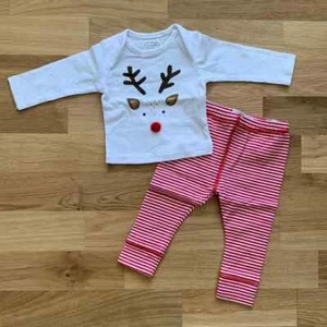Mud Pie Baby Girl/Boy Christmas Reindeer Two Piece Set Size 0-3 Month NEW - Picture 1 of 1