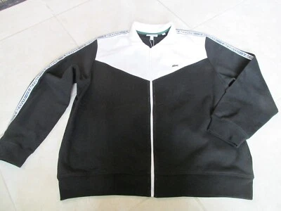 NEW LACOSTE CLASSIC FIT COLORBLOCK ZIPPER JOGGER SWEATSHIRT MENS 3XL BLACK WHITE - Image 1 of 4