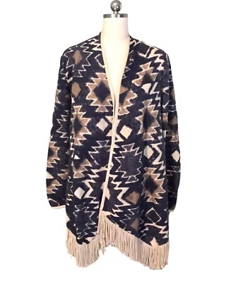 Lucky Brand Southwestern Boho Sweater Cardigan Cowgirl Aztec Fringe Women’s Sz S - Image 1 of 4
