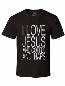 NUEVA CON ETIQUETAS CAMISETA DE HOMBRE IMPRESA I LOVE JESUS AND COFFEE LOVE CRISTIANO DIOS BIBLIA - Imagen 1 de 17