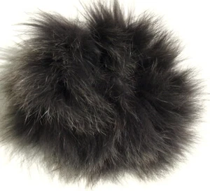 Fur Hair Bands Fur Bracelet Cuff Blue Fox Scrunchie Dark Grey - Picture 1 of 2