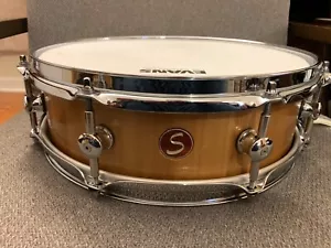 Sugar Percussion 4x14" Poplar Natural Gloss Stave Snare Drum - Picture 1 of 6