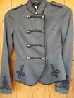 BAILEY 44 Grey w/Black Braid Military Style Size Small Cropped Peblem Jacket 