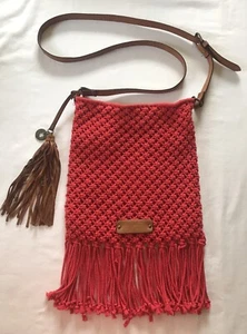 Lucky Brand Crossbody Hibiscus Red Knitted/Knotted Purse - Picture 1 of 10