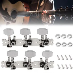 1 Pair 3R 3L Chrome Guitar String Tuning Pegs Tuners Machine Heads Acoustic Folk - Picture 1 of 9